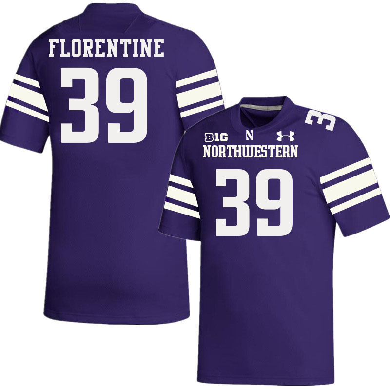 Northwestern Wildcats #39 Jack Florentine College Football Jerseys Stitched-Purple